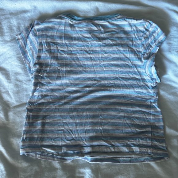 H&M Striped Pastel Scoop Neck Short Sleeve Shirt - Picture 3 of 3